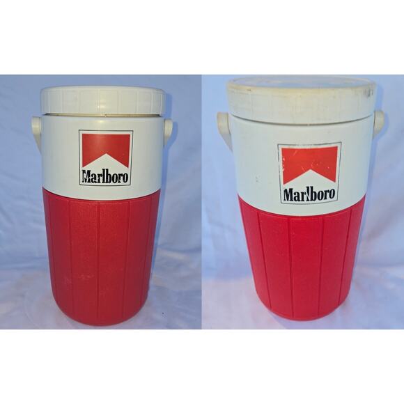 Marlboro Coleman Cooler Water Jugs 1/2 Gallon Vintage Swivel Spout Handles Red - Picture 1 of 16